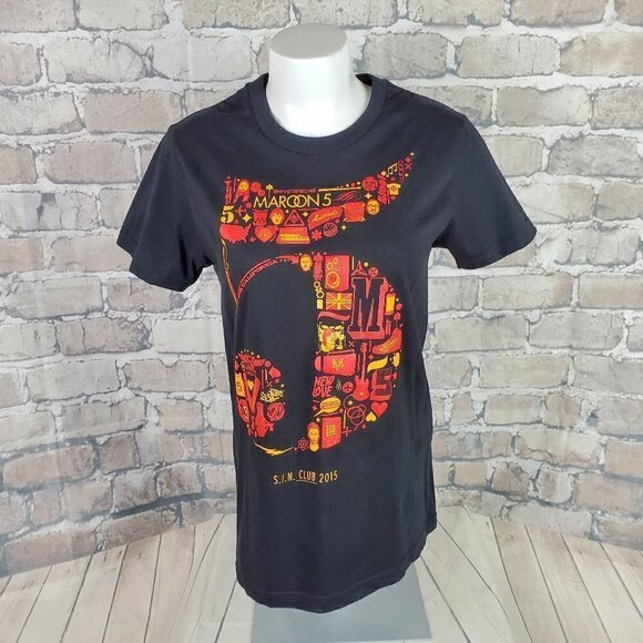 Maroon 5 S.I.N. Club 2015 Tee Size XL Black - Picture 1 of 13